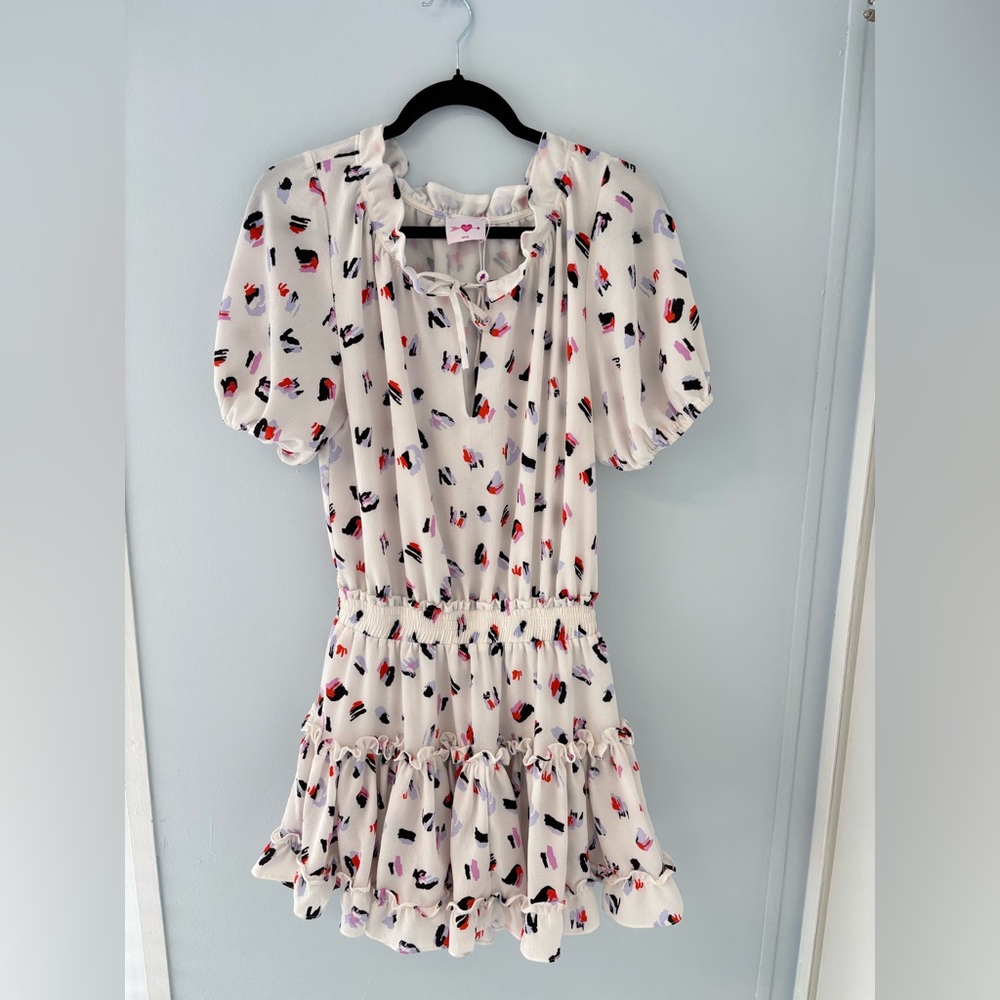 Buddy Love White Mini Dress with Multicolor Print